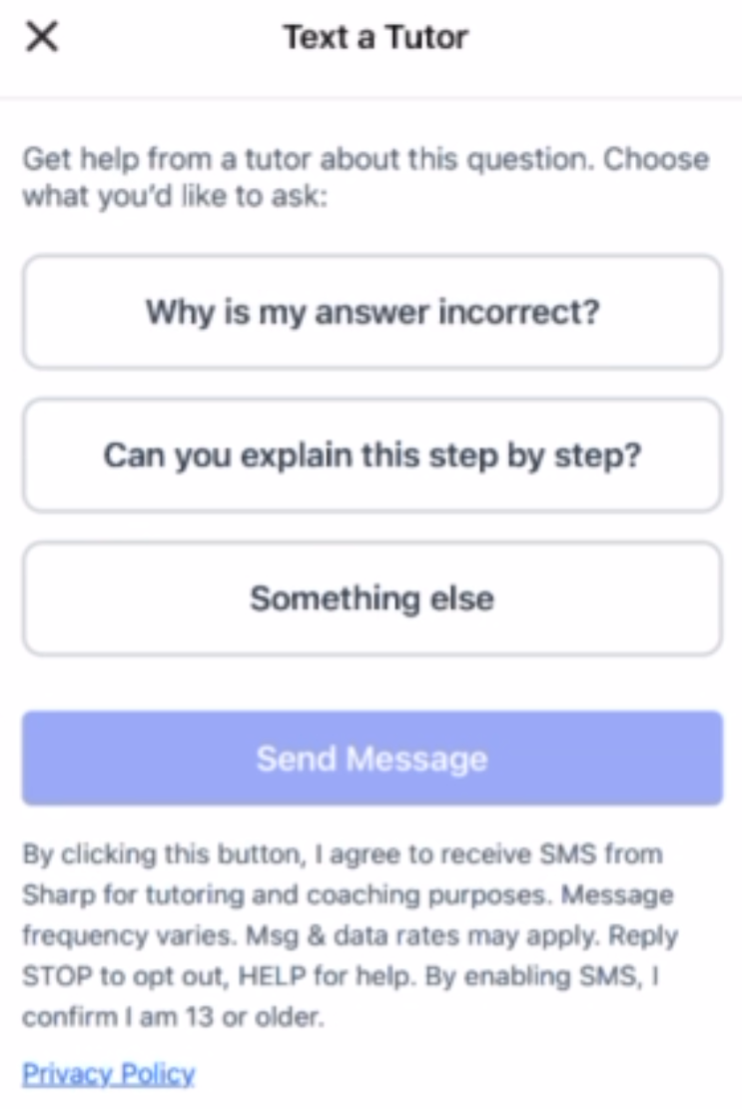 In-app SMS consent screen